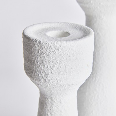 White Ceramic Modern Taper Candlestick Set