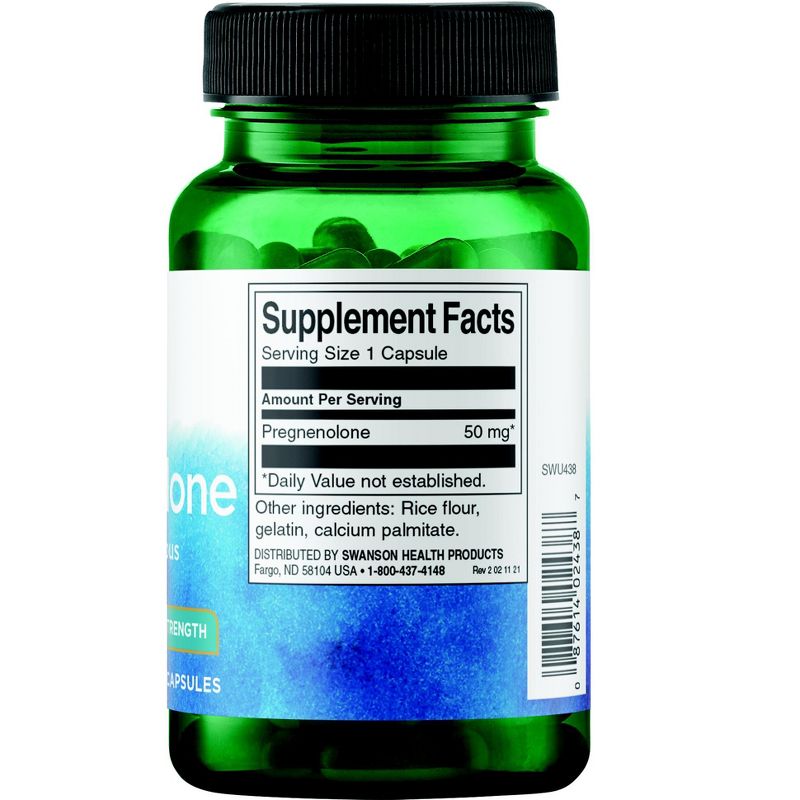 Swanson Dietary Supplements Super Strength Pregnenolone 50 mg Capsule 60ct, 2 of 3