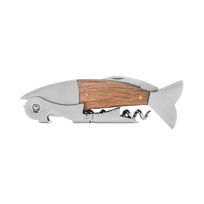 Wood & Stainless Steel Fish Corkscrew by Foster & Rye™, Natural color, 1 of 6
