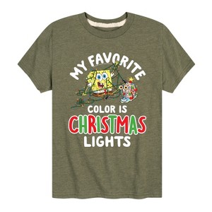Boys' - SpongeBob SquarePants - My Favorite Color Is Christmas Lights Short Sleeve Graphic T-Shirt - 1 of 4
