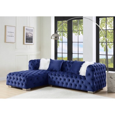 96" Syxtyx Sectional Sofa Blue Velvet - Acme Furniture