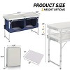 Racxily Outdoor Folding Table with Faux MDF Top Aluminum Frame, Blue Fabric Storage Cabinet Adjustable to 3 Heights Portable Camping Table - 3 of 4