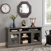 TiramisuBest TV Stand Electric Fireplace TV Stand with Glass Shelves, 3D Fireplace TV Stand with LED Lights Wood with USB Charging Outlet - 4 of 4