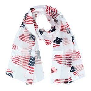 CTM Women's American Flag Print Lightweight Scarf - 1 of 4