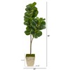 Nearly Natural 5.5-ft Fiddle leaf Fig Artificial Tree in Country White Planter - 2 of 4
