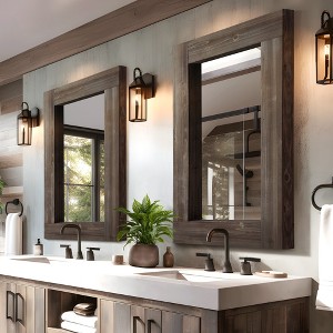 SpassWay 36"H 24"W Solid Wood Accent Mirrors Farmhouse Leaning Mirrors for Living Room Bedroom Entryway - 1 of 4