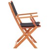 vidaXL Chair 2 Pcs, Outdoor Folding Patio Armchair, Foldable Chair for Backyard Balcony Porch, Black Solid Wood Eucalyptus and Textilene - 4 of 4