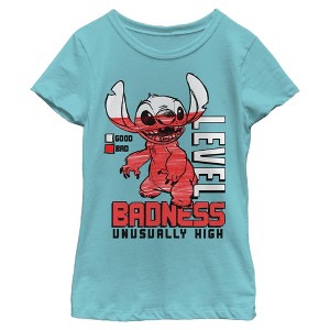 Girl's Lilo & Stitch Badness Level Unusually High T-Shirt - 1 of 4