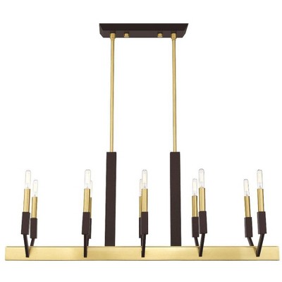Beckett Satin Brass & Bronze 10-Light Linear Chandelier