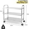 3-Tier Stainless Steel Utility Trolley With 360°Locking Wheels, Commercial And Industrial Mobile Service Trolley, Kitchen/Laboratory/Medical/Catering - 4 of 4