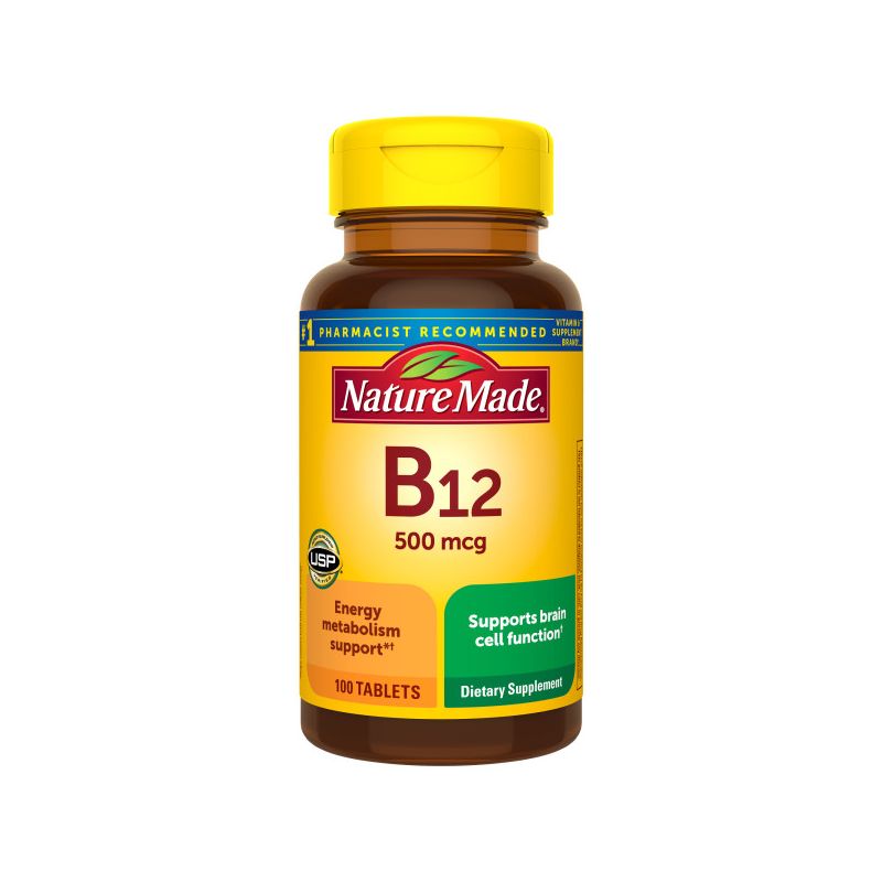 Nature Made Vitamin B12 500 mcg, Dietary Supplement for Energy Metabolism Support, 100 Tablets, 100 Day Supply, 1 of 7