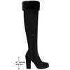 BLISSFUL STEP Women's Chunky Heel Platform Faux Fur Zipper Over Knee High Boots - 2 of 4