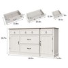 Large Sideboard Buffet with 5 Drawers, 2 Doors & Adjustable Shelves, Wood Coffee Bar Table Cabinet - 2 of 4