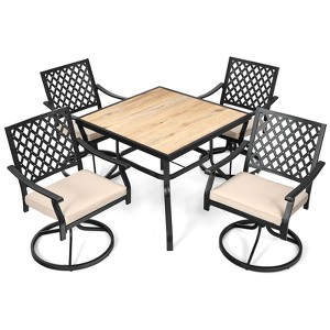 Tangkula 5PCS Patio Rattan Dining Set with Soft Cushions 4 Swivel Chairs with Dining Table for Poolside&Garden Grey - 1 of 4