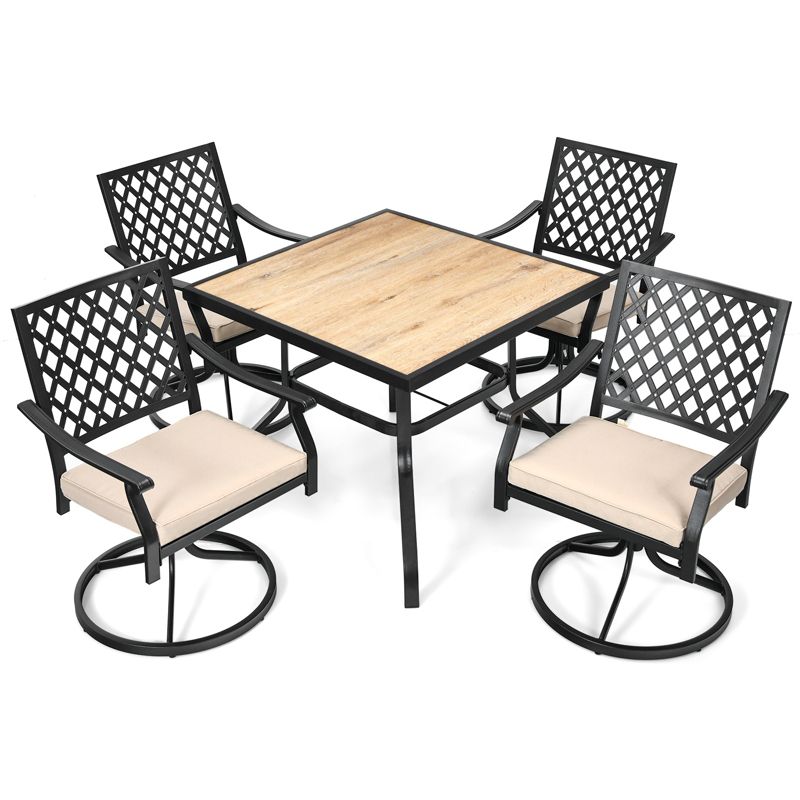 Tangkula Outdoor Dining Table Oversize Square Bistro Garden Deck with Rustproof Steel Frame for Garden, 5 of 7