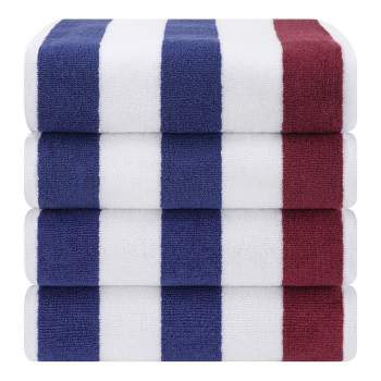 4-Pack: 30 x 60 Ultra-Soft 100% Cotton Striped Pool Cabana Hotel