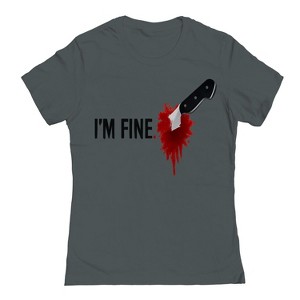 Rerun Island Women Im Fine Stab Knife Short Sleeve Graphic Cotton T-Shirt - 1 of 4