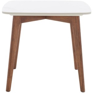 Karina Square End Table - White Ceramic Faux Marble/Walnut - Safavieh - 1 of 4