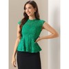 INSPIRE CHIC Women's Mock Neck Cap Sleeve Crochet Lace Peplum Blouse - 3 of 4