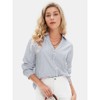 EXLURA Womens Striped Button Down Shirts Long Sleeve Stylish Collared Office Work Blouses Tops - 2 of 4