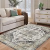 Machine Washable Vintage Area Rug Distressed Soft Indoor Carpet, Stain-Resistant Non-Slip Low Pile Rug for Bedroom, Dining, Office - 4 of 4