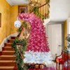 6FT Artificial Christmas Tree, Artificial Fir Bent Top Christmas Tree with 1250 Branch Tips, Hinges Xmas Tree For Home Office Party Holiday Decoration - 2 of 4