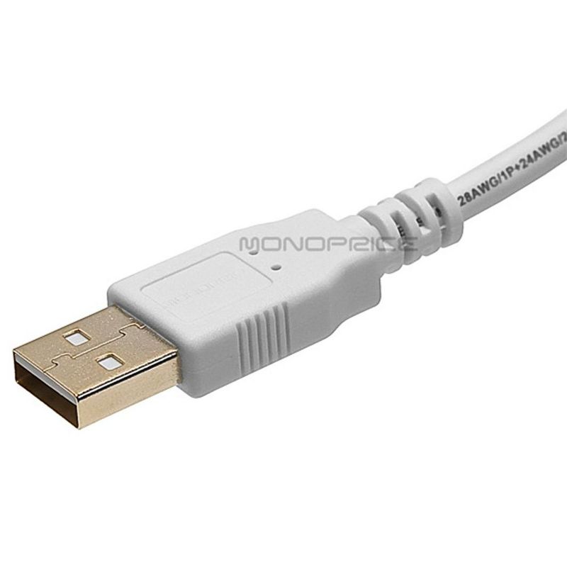 Monoprice USB 2.0 Cable - 1.5 Feet - White | USB Type-A to USB Mini-B 2.0 Cable - 5-Pin, 28/24AWG, Gold Plated, 2 of 4