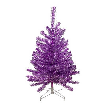 Northlight 3' Metallic Purple Tinsel Artificial Christmas Tree - Unlit ...