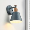 Dewdrop Modern Wall Sconce with Hammered Metal Shade and Wood Accent Cone Light Fixture for Bedroom - 2 of 4