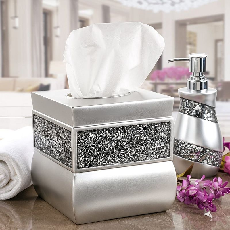 Creative Scents Brushed Nickel Tissue Box Cover Square, 2 of 6