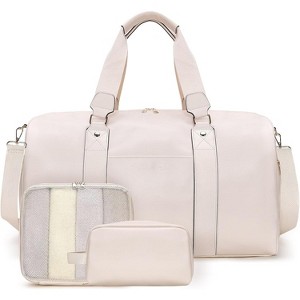 3-in-1 Leather Duffle Bag with Toiletry Bag and Shoe Compartment, Carry On Fits 21 Inch Laptop for Travel and Gym - 1 of 4