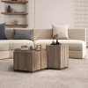 GustoWave 31.8'' x 27.56'' Hexagonal Retro Wood Coffee Table, Cocktail Table with 2 Drawers for Living Room, Textured Black Warm Oak - 4 of 4