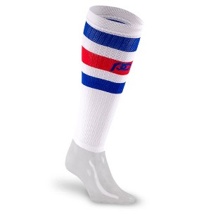 PRO Compression Calf Sleeves, White, Red and Blue Stripe - 1 of 4
