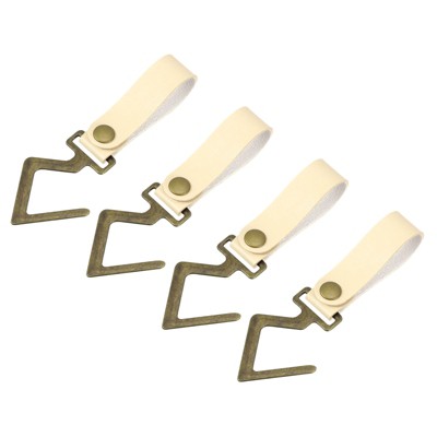 Unique Bargains PU Leather Home Camping Multipurpose S Hooks and Hangers 4 Pcs