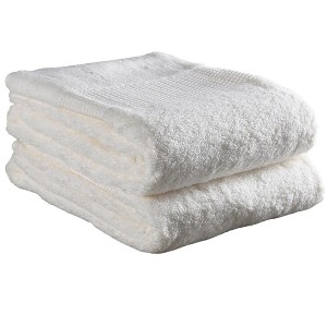 HomeRoots Set of Two Ivory Cotton 13" X 13" Quick Dry Terry Cloth Washcloths - 1 of 3