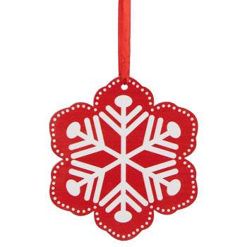 Christmas Gift Wrap Present Topper Gift Ornament Pink Red Felt Snowflake 11  Pk