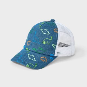 Boys' Dinosaur Denim Baseball Hat - Cat & Jack™️ Blue: Adjustable Midweight Mesh, Cotton, Recycled Polyester, Rayon - 1 of 3