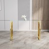 Stainless Steel & Glass Console Table, Modern Minimalist Side Table with Transparent Top, Silver Metal Frame - 2 of 4
