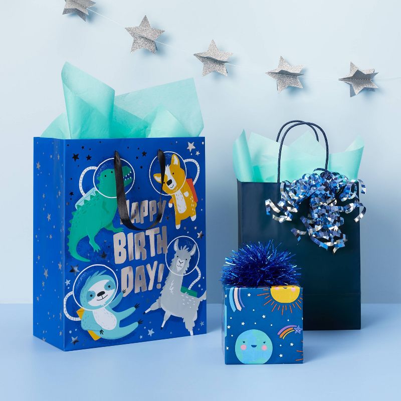 Small GiftBag Navy - Spritz&#8482;: Father&#39;s Day Present Packaging, Blue Paper with Handles, All-Occasion Ready, 2 of 4