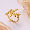 Anna-Kaci Bohemian Gold Shell Starfish Adjustable Rings for Women ummer Ocean Punk Jewelry - 2 of 4