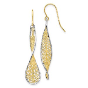 Black Bow Jewelry Twisted Filigree Dangle Earrings in 10k Yellow Gold & White Rhodium - 1 of 4