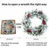 24inch artificial wintry pine wreath with candle rings greenery berry clusters frosted branches front door wallxmas fireplace decor - 2 of 4