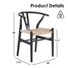 Kumasinova 17.7" Wishbone Dining Chair Set of 2,Mid-Century Modern Kitchen Chairs,Solid Wood Accent Armless Chairs for Kitchen&Dining Room - 3 of 4