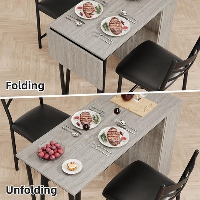 Dining Table Set for 2, Kitchen Table Set for 2, Expandable Kitchen Bar Table and Chairs