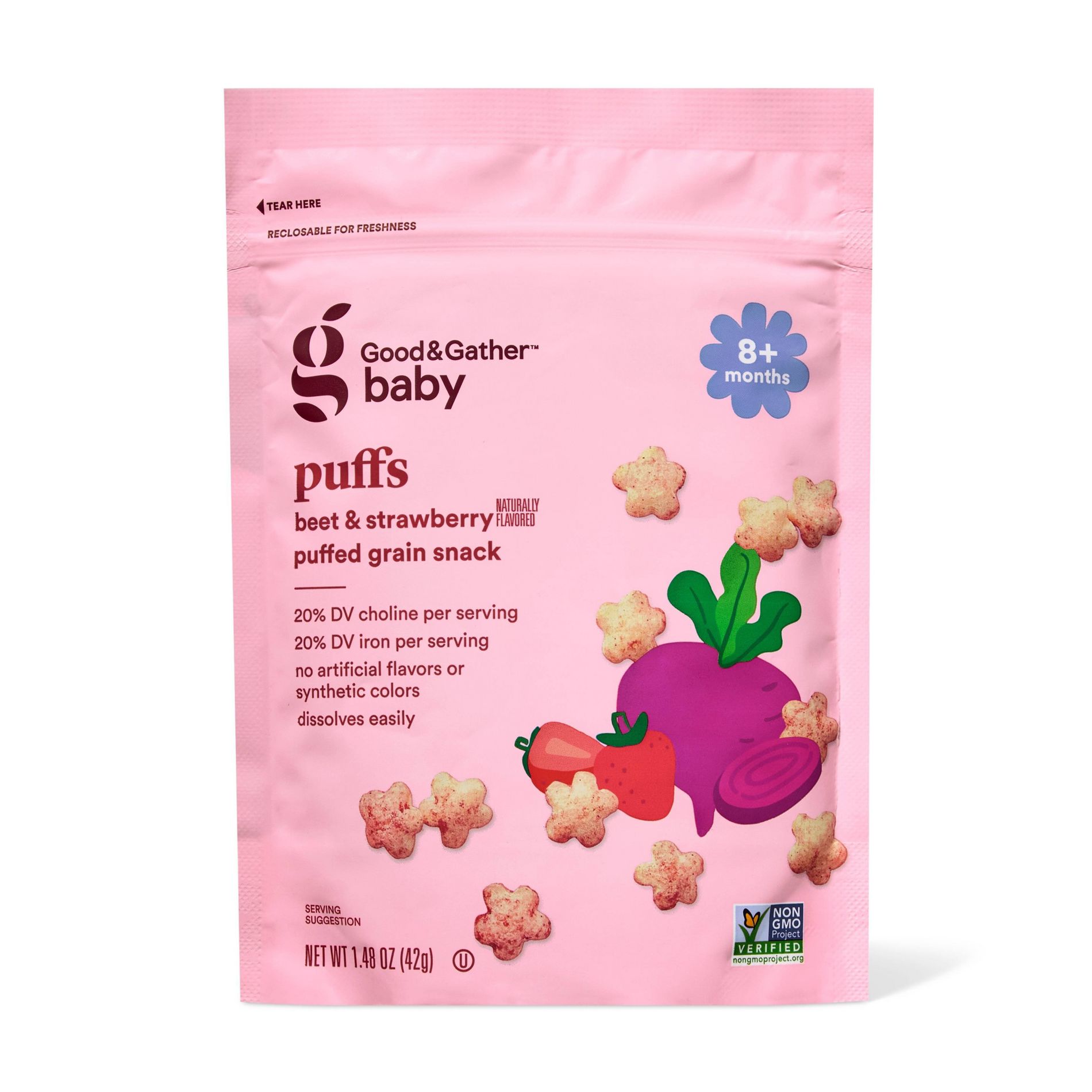 Puffs Beet & Strawberry Baby Snacks - 1.48oz - Good & Gather™