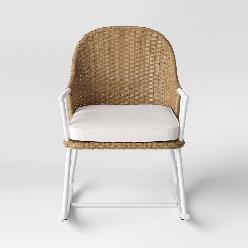 Windsor Steel &#38; Wicker Outdoor Patio Chair, Rocking Chair White - Threshold&#8482; designed with Studio McGee, 4 of 8