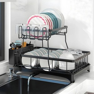 KTMBDW Dish Drying Rack-X-Large Stainless Steel Dish Rack for Kitchen Counter, 2-Tier Kitchen Organizers and Storage for Dishes, Bowls, Cutlery, Black - 1 of 4