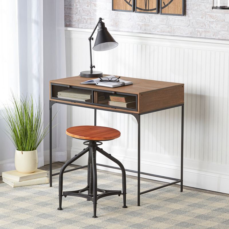 The Lakeside Collection Industrial Farmhouse Style Desk with Storage, 4 of 9