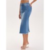 INSPIRE CHIC Women's Denim Elastic Waist Split Back Pockets Raw Hem Sheath Maxi Jean Skirts - 2 of 4