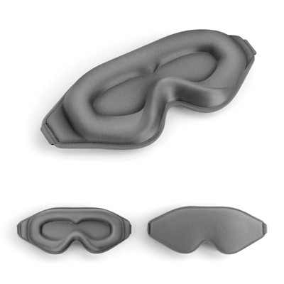 3D Deep Contoured Zero Pressure Sleep Eye Mask for Men and Women, Blackout Blindfold with Adjustable Strap for Travel, Home, Nap , Gray